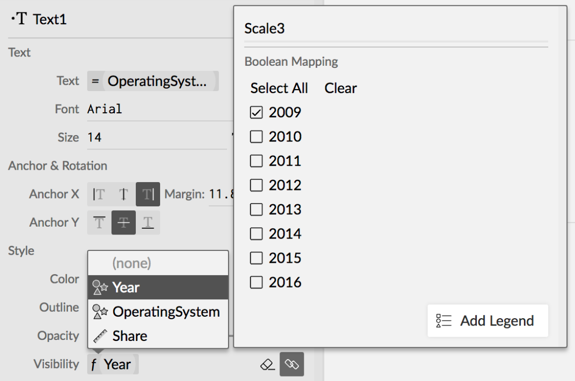 Conditional Visibility for Categorical Variables